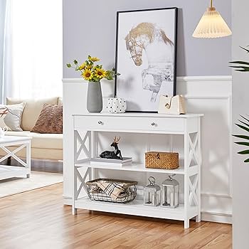 Amazon.com: Yaheetech Console Table with Drawer, 3-Tier